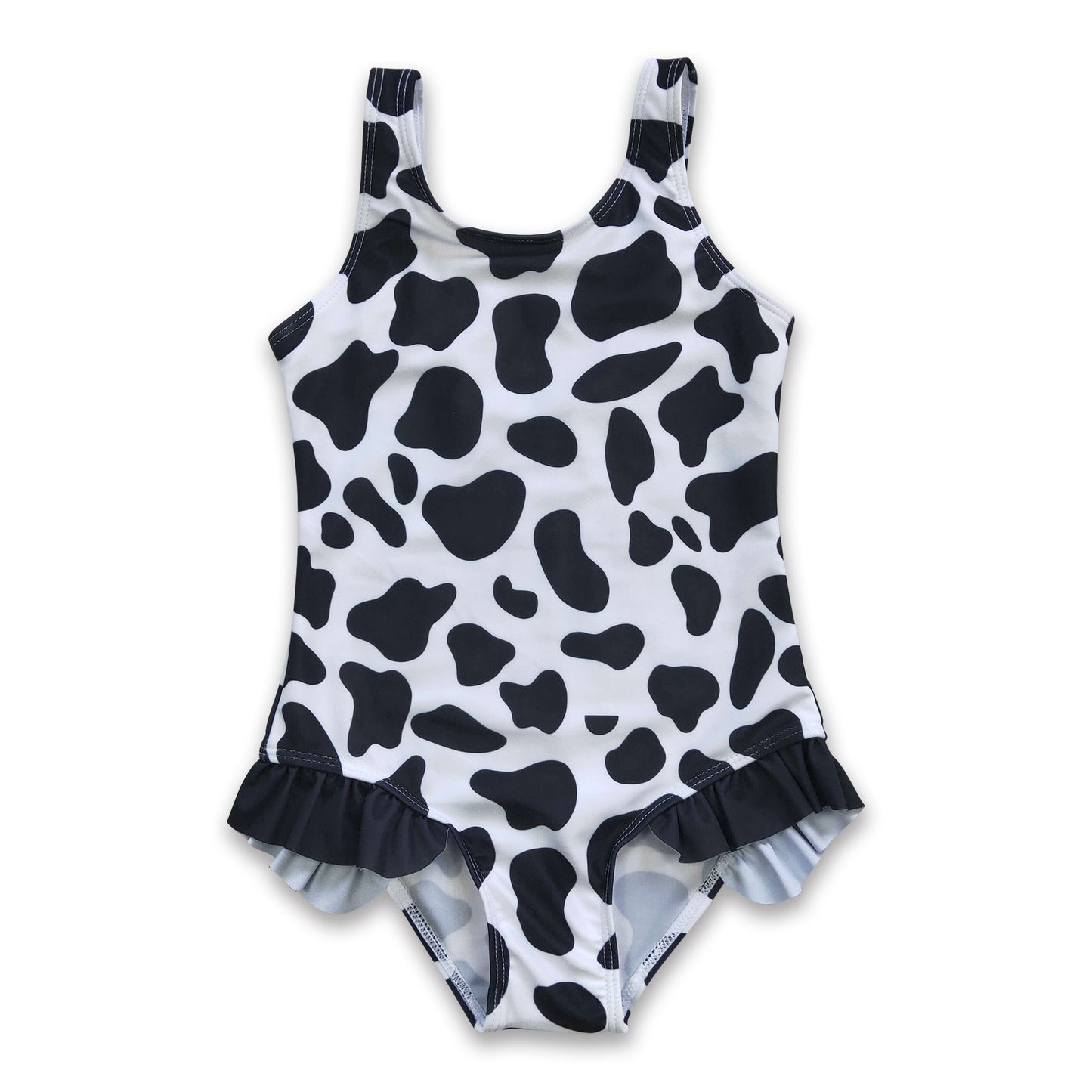 Cow print baby girls summer one pc lining swimsuit