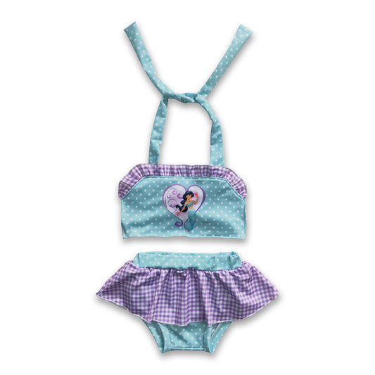 Lavender plaid princess baby girls summer swimsuit