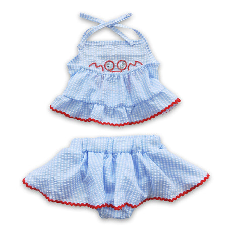 Crab seesucker baby girls bummies set