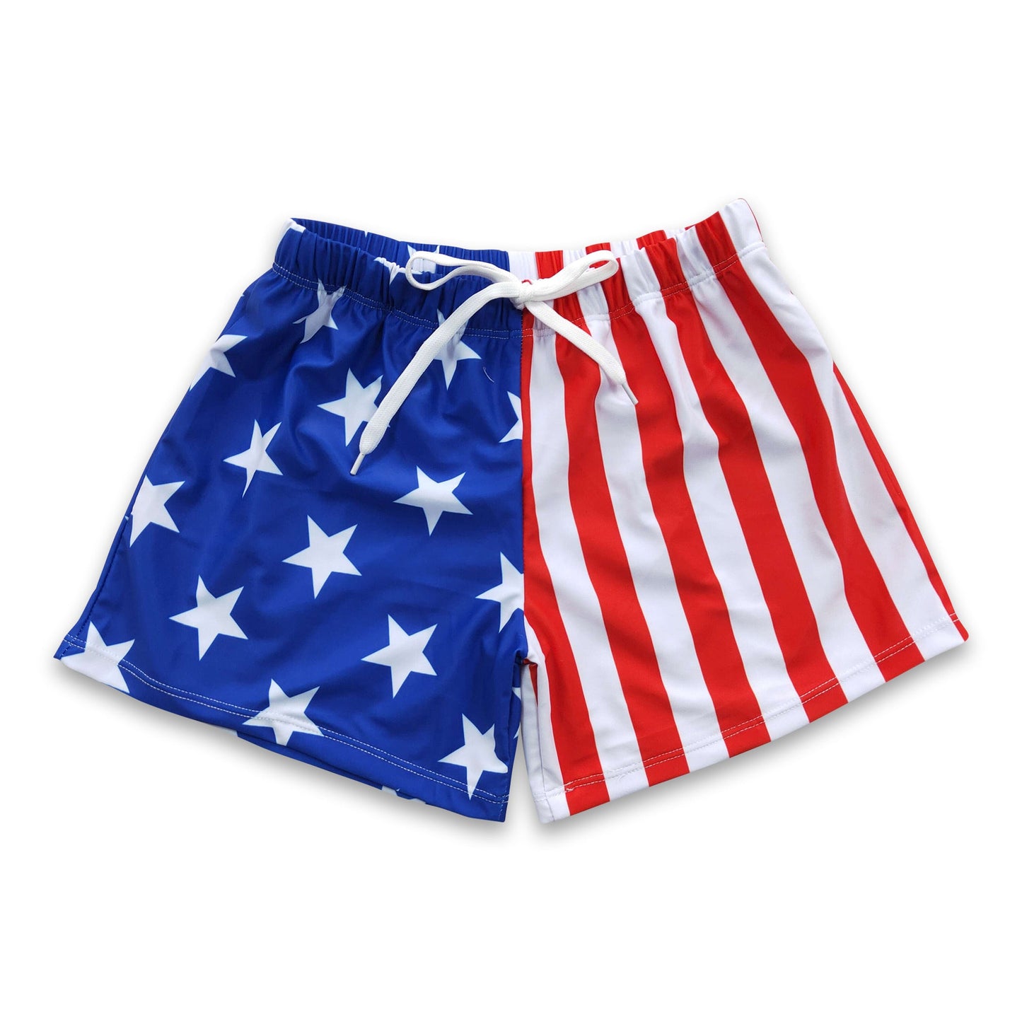 Stars stripe lining kids boy 4th of july swim trunks