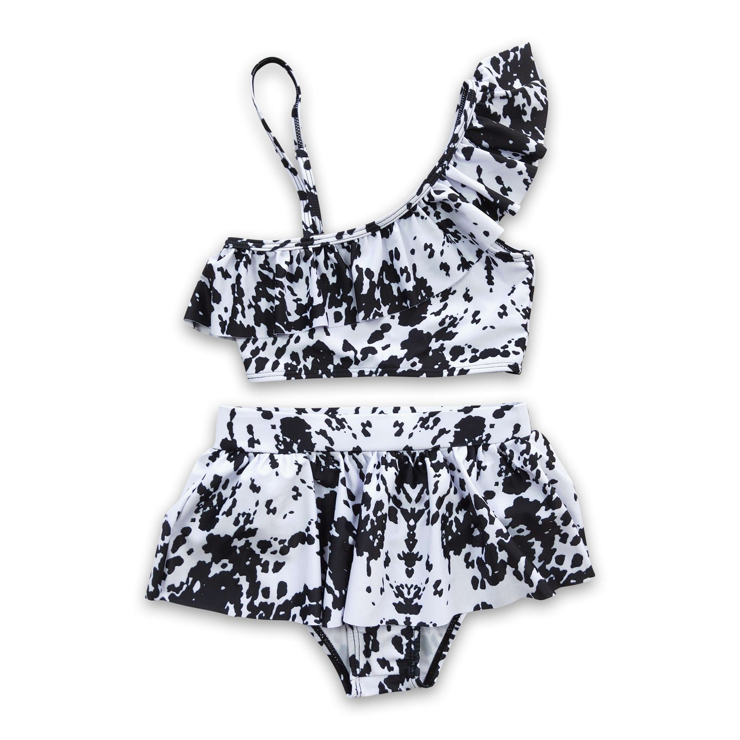 Cow print swim wear lining baby girls summer swimsuit