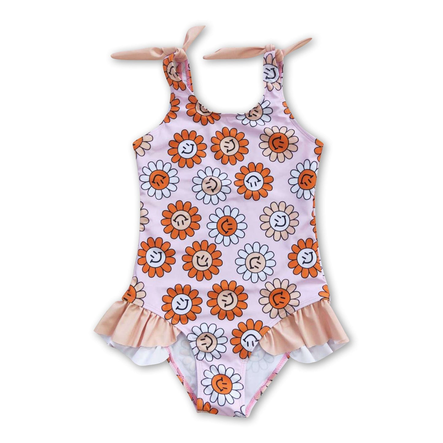 Flower smile one pc baby girls boho summer swimsuit