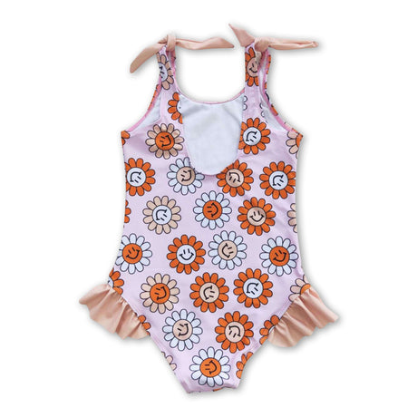 Flower smile one pc baby girls boho summer swimsuit