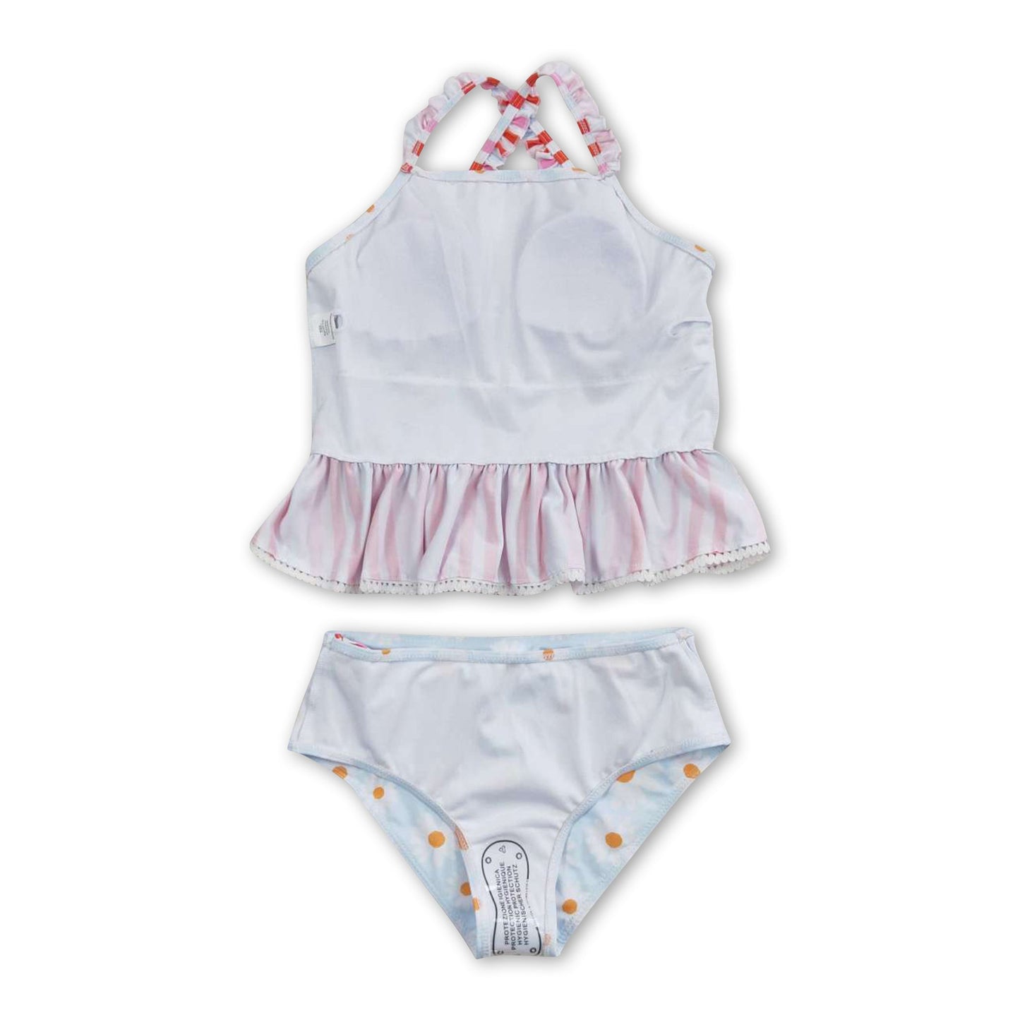 Daisy stripe ruffle 2 pcs baby girls summer swimsuit