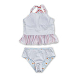 Daisy stripe ruffle 2 pcs baby girls summer swimsuit
