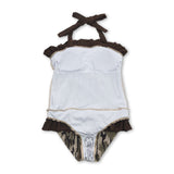 Halter backless ruffle camo one pc baby girls swimsuit