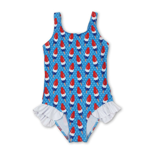 Blue popsicle baby girls 4th of july swimsuit