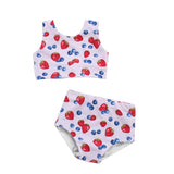 Sleeveless strawberry blueberry girls 4th of july swimsuit