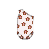 One shoulder floral baby girls summer swimsuit