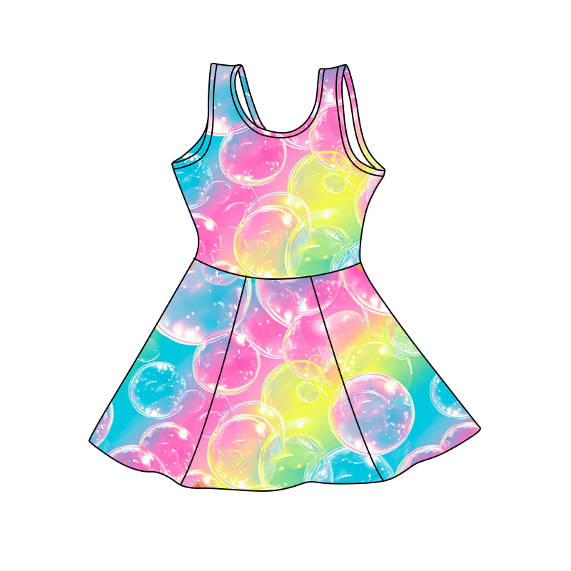 Sleeveless colorful bubble one piece girls active wear