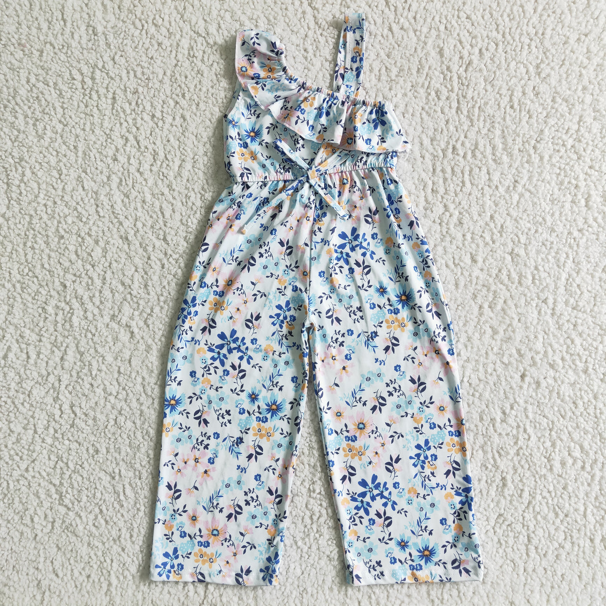One of shoulder floral print baby girls jumpsuit