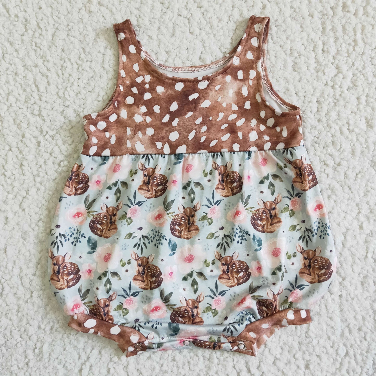 Sleeveless deer print baby summer romper