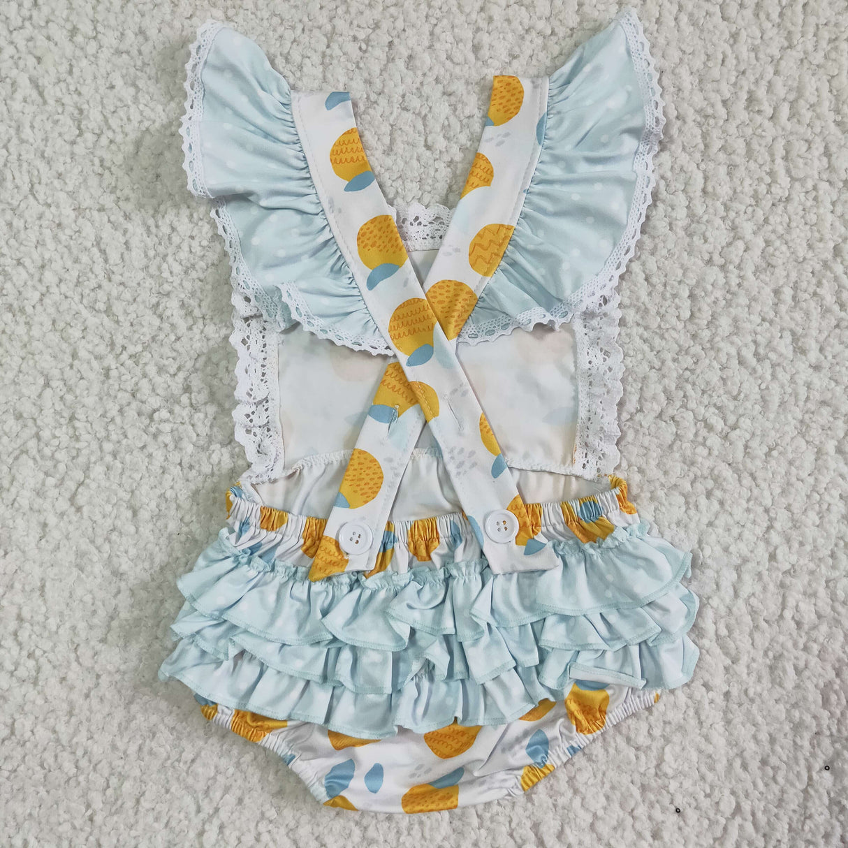Peach print bubbles baby summer romper