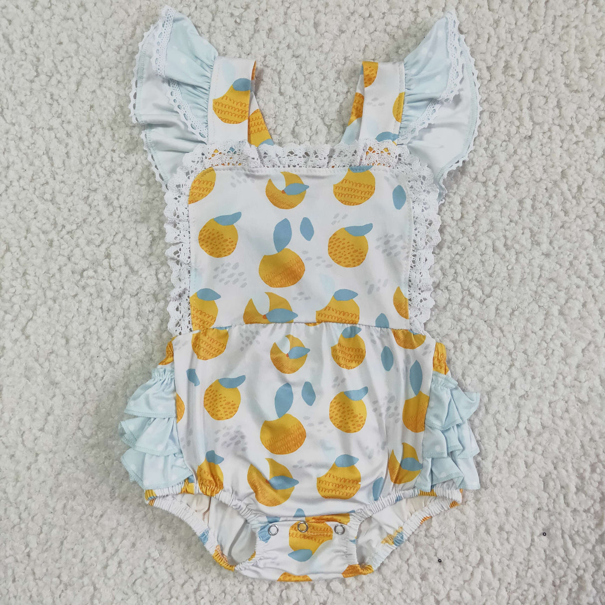 Peach print bubbles baby summer romper