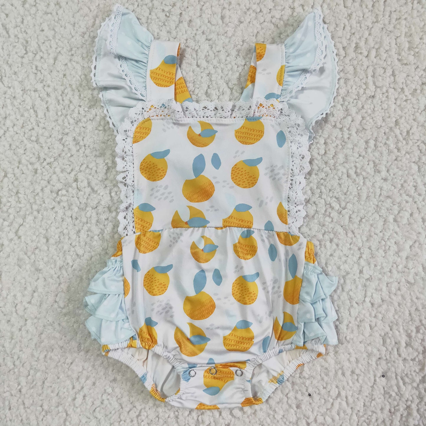 Peach print bubbles baby summer romper