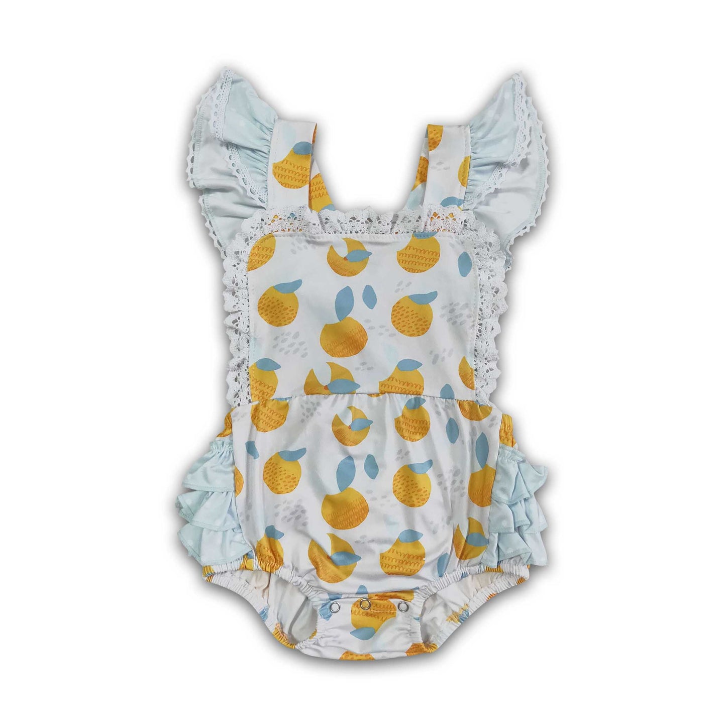 Peach print bubbles baby summer romper