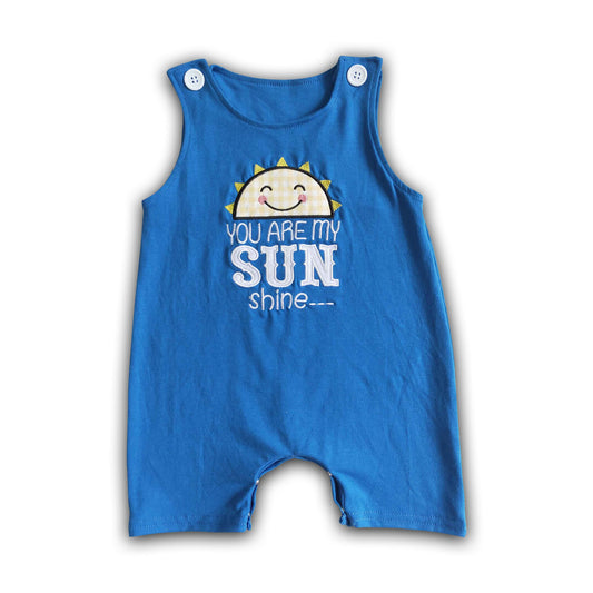 You are my sunshine embroidery baby boy romper
