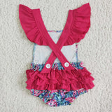 Flutter sleeve flamingo ruffle bubbles kids baby romper