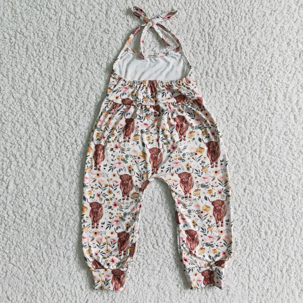 Highland cow baby girls jumpsuit