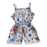 Highland cow jumper baby girls 4th of july jumpsuit