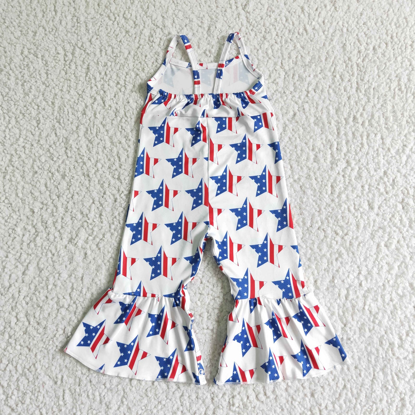 Star print sleeveless baby girls 4th of july jumpsuit