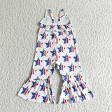 Star print sleeveless baby girls 4th of july jumpsuit