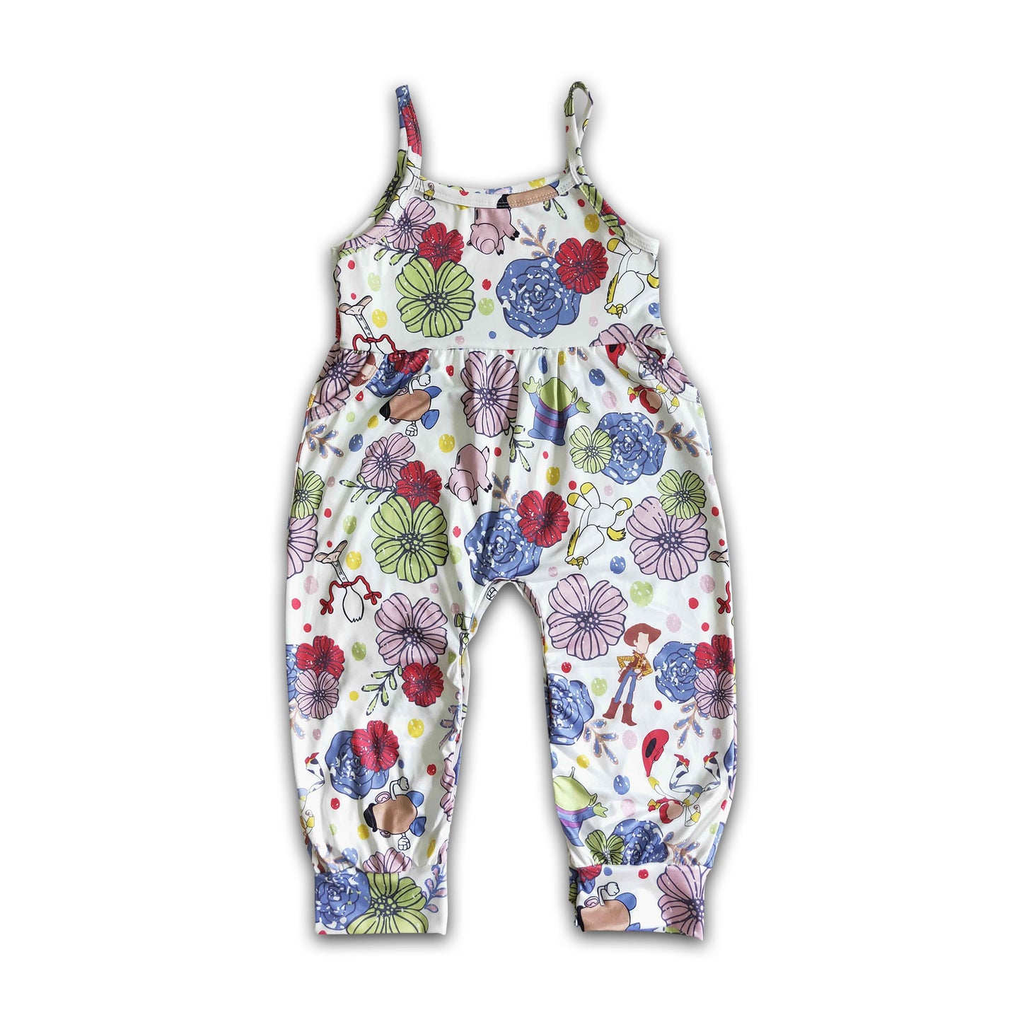 Sleeveless floral baby girls summer jumpsuit