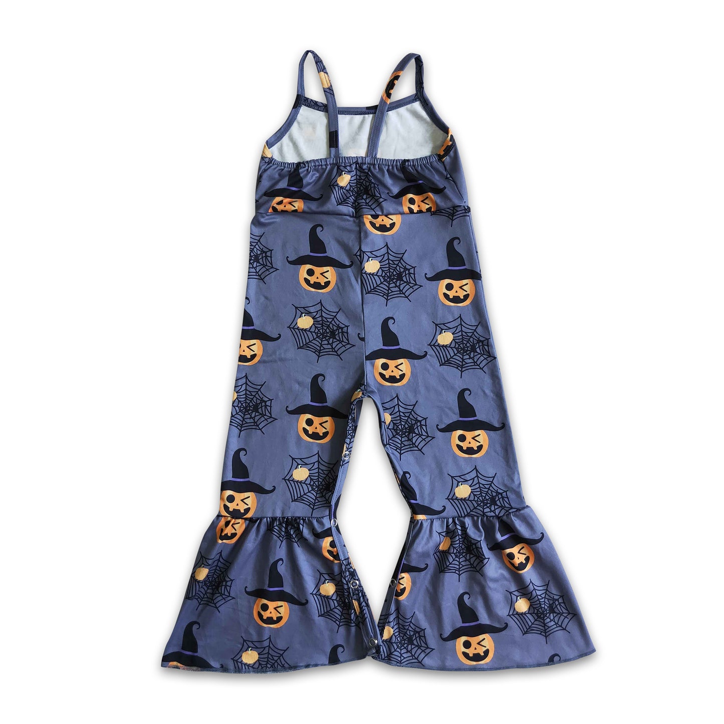 Spiderweb pumpkin print sleeveless jumper girls Halloween jumpsuit