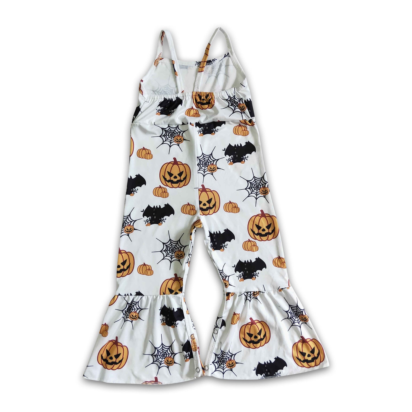 Pumpkin bat print sleeveless baby girls Halloween jumpsuit