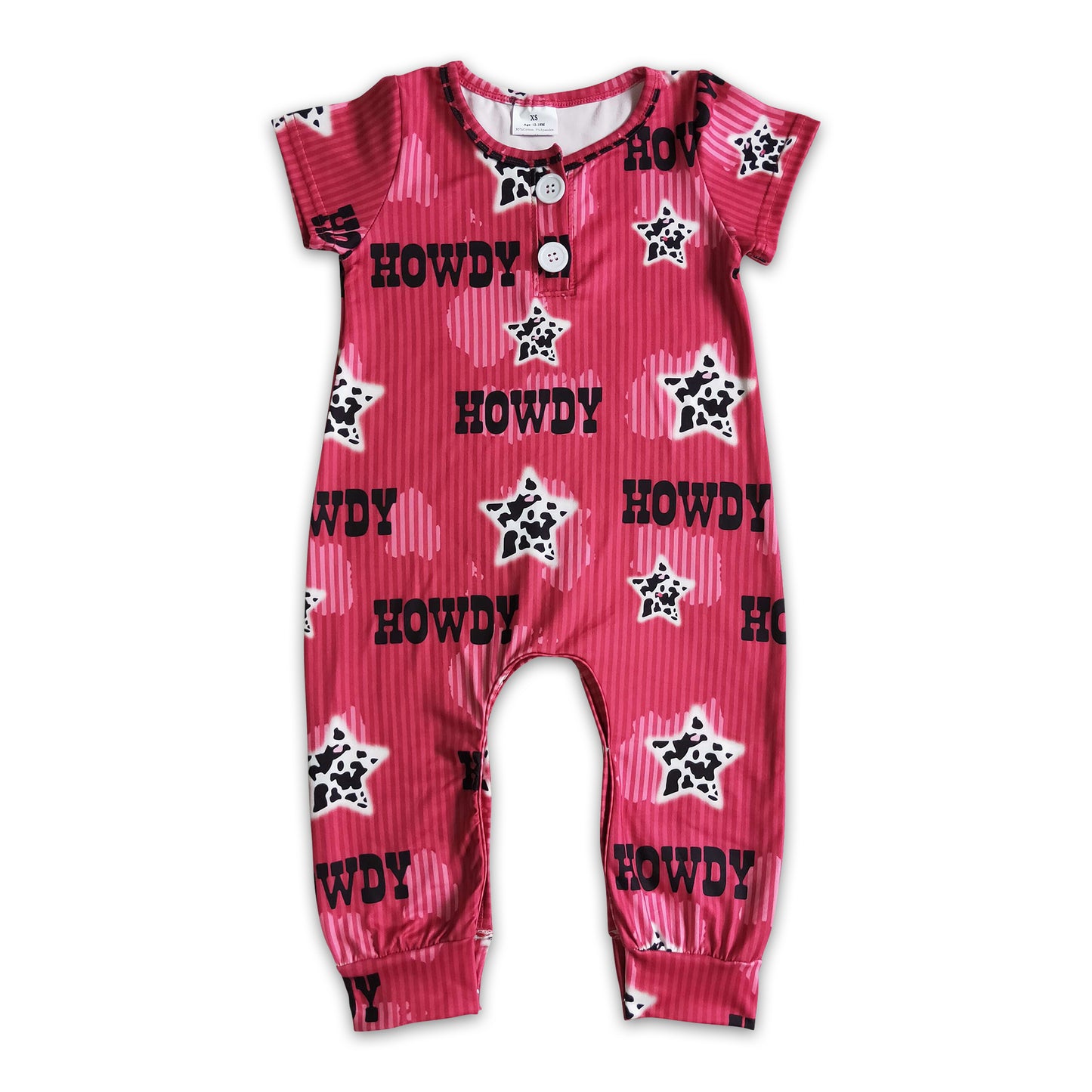 Howdy cow star short sleeves baby girls romper