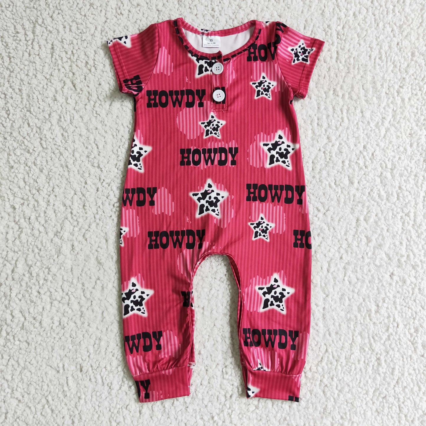 Howdy cow star short sleeves baby girls romper