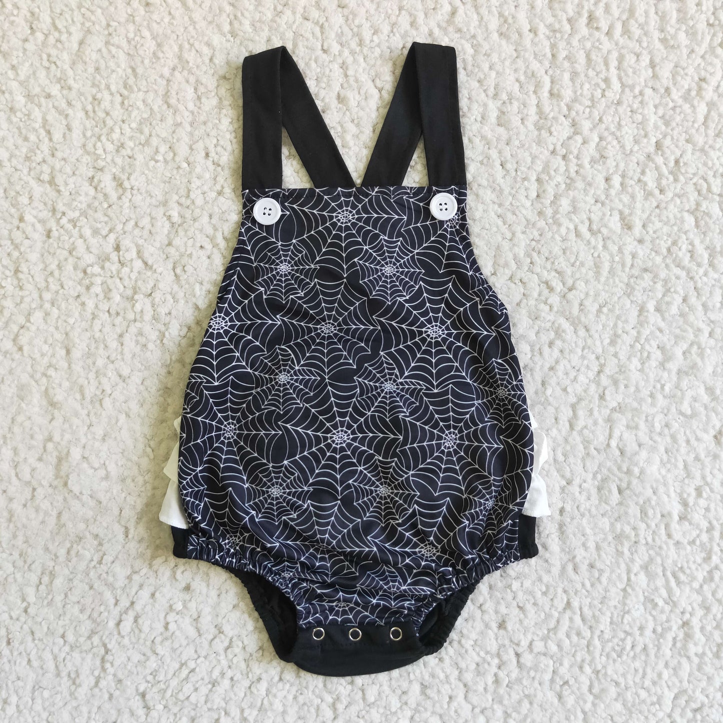 Spiderweb bubble baby girls Halloween romper