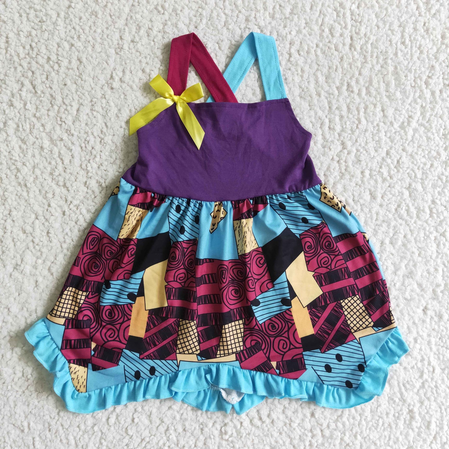 Sleeveless patchwork baby girls Halloween dresses