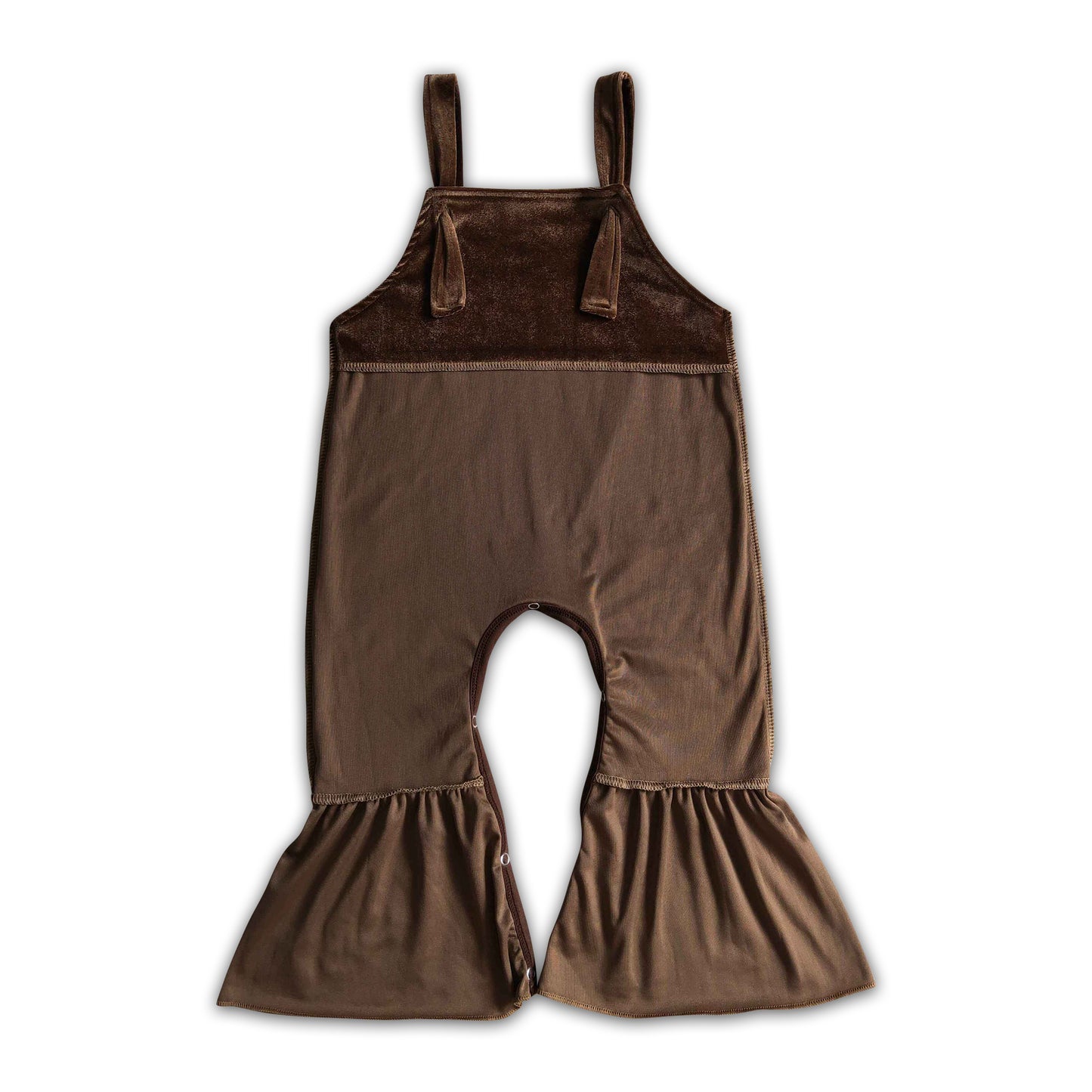 Brown velvet pants length baby girls fall jumpsuit