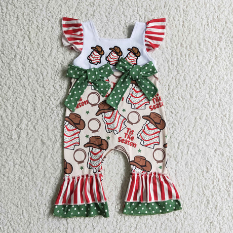 Cake embroidery 'Tis the season baby girls Christmas romper