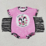 Just a girl who loves cows floral baby tassels western romper