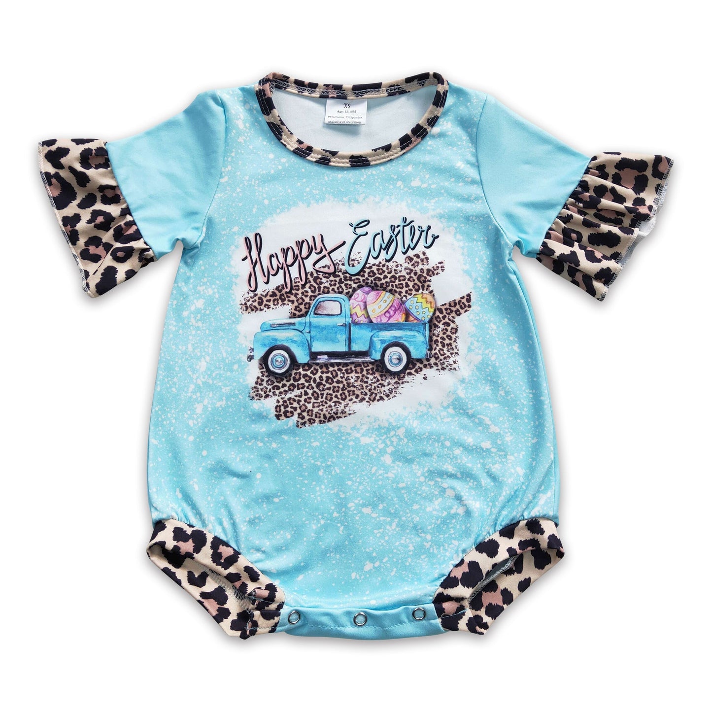 Happy easter eggs truck baby girls easter romper