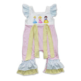 Flutter sleeves stripe princess baby girls romper