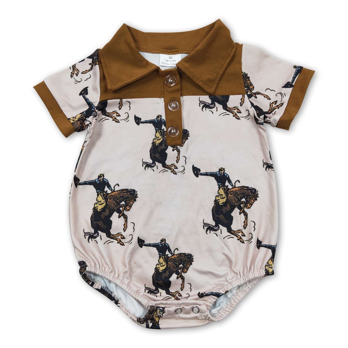 Short sleeves horse rodeo baby boy western romper