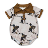 Short sleeves horse rodeo baby boy western romper