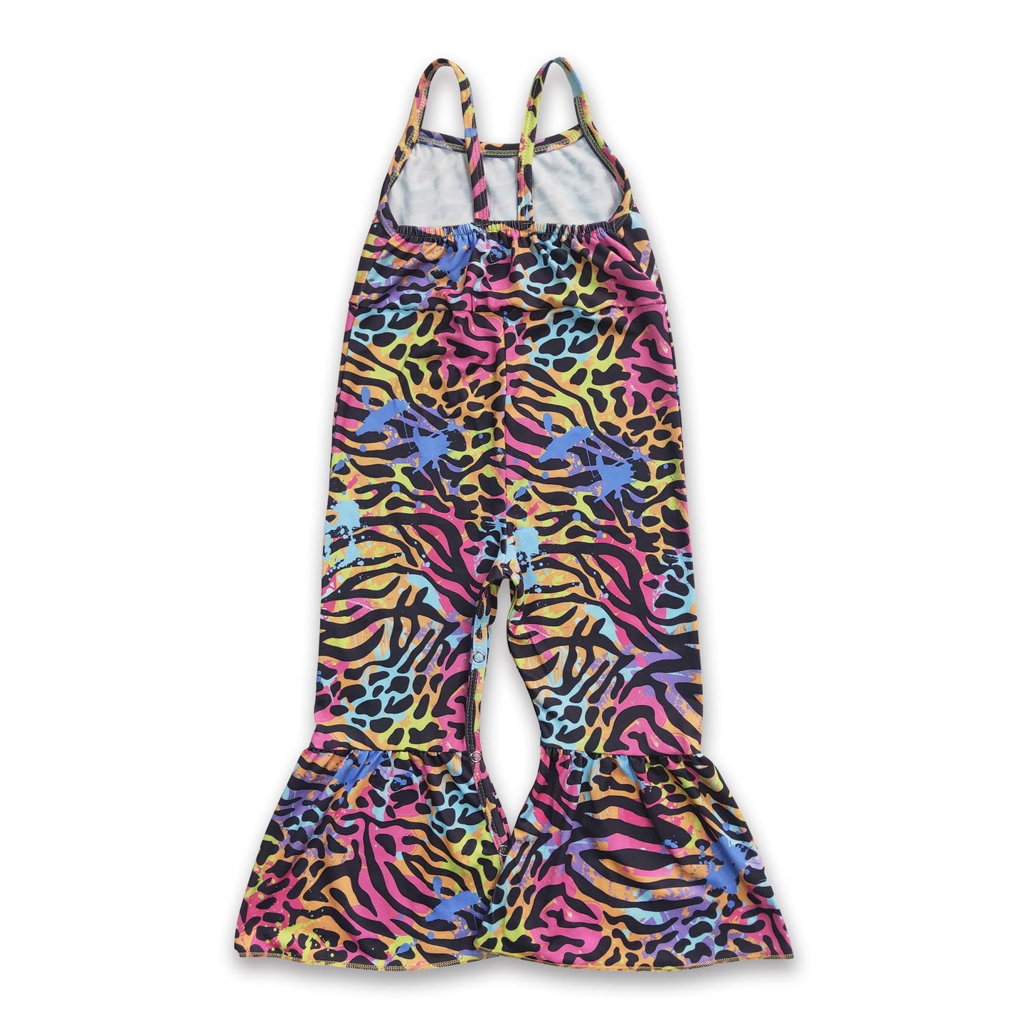 Tiger print colorful sleevess kids girls jumpsuit