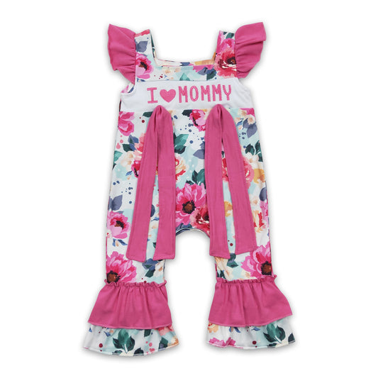 I love MOMMY floral baby girls mother's day romper