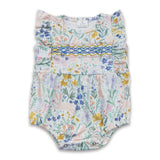 Rabbit floral embroidery baby girls easter romper