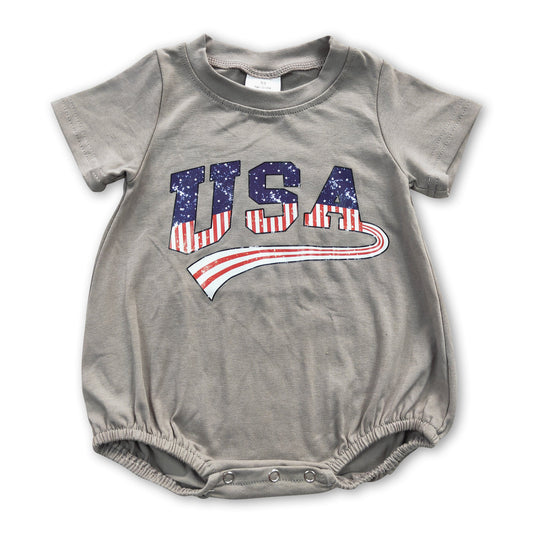 USA vinyl grey cotton baby girls 4th of july romper