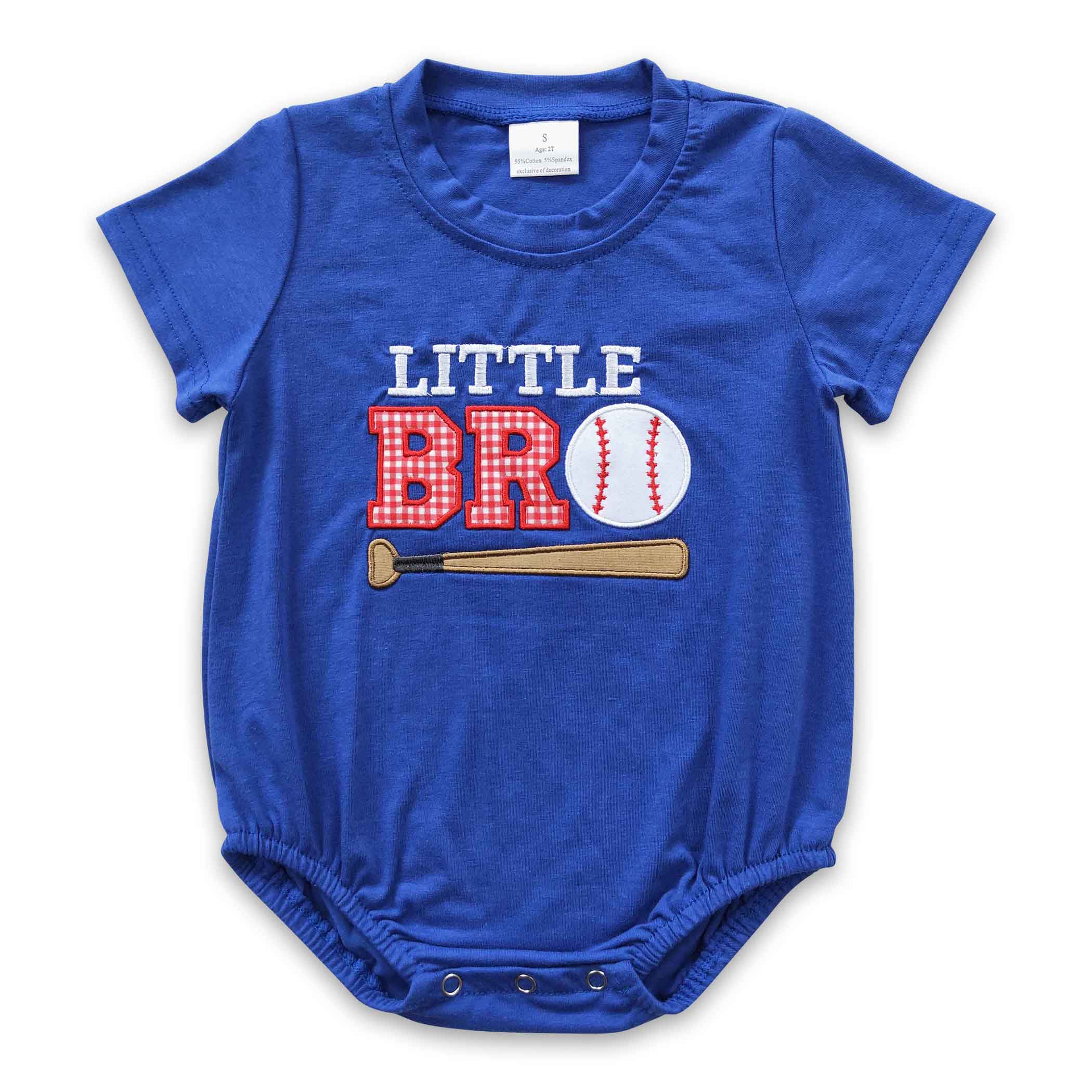 Little brother baseball embroidery baby boy romper Yawoo Garments