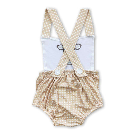 Cow embroidery plaid bubble baby boy romper