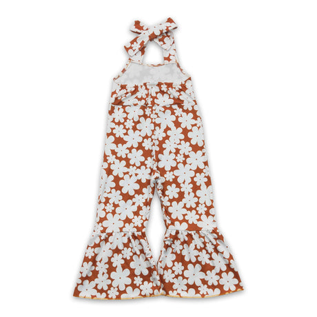 White flower sleeveless baby girls jumpsuit