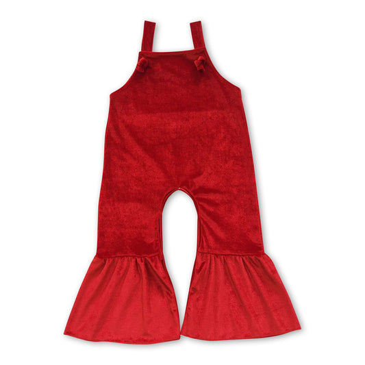 Red velvet sleeveless kids girls jumpsuit