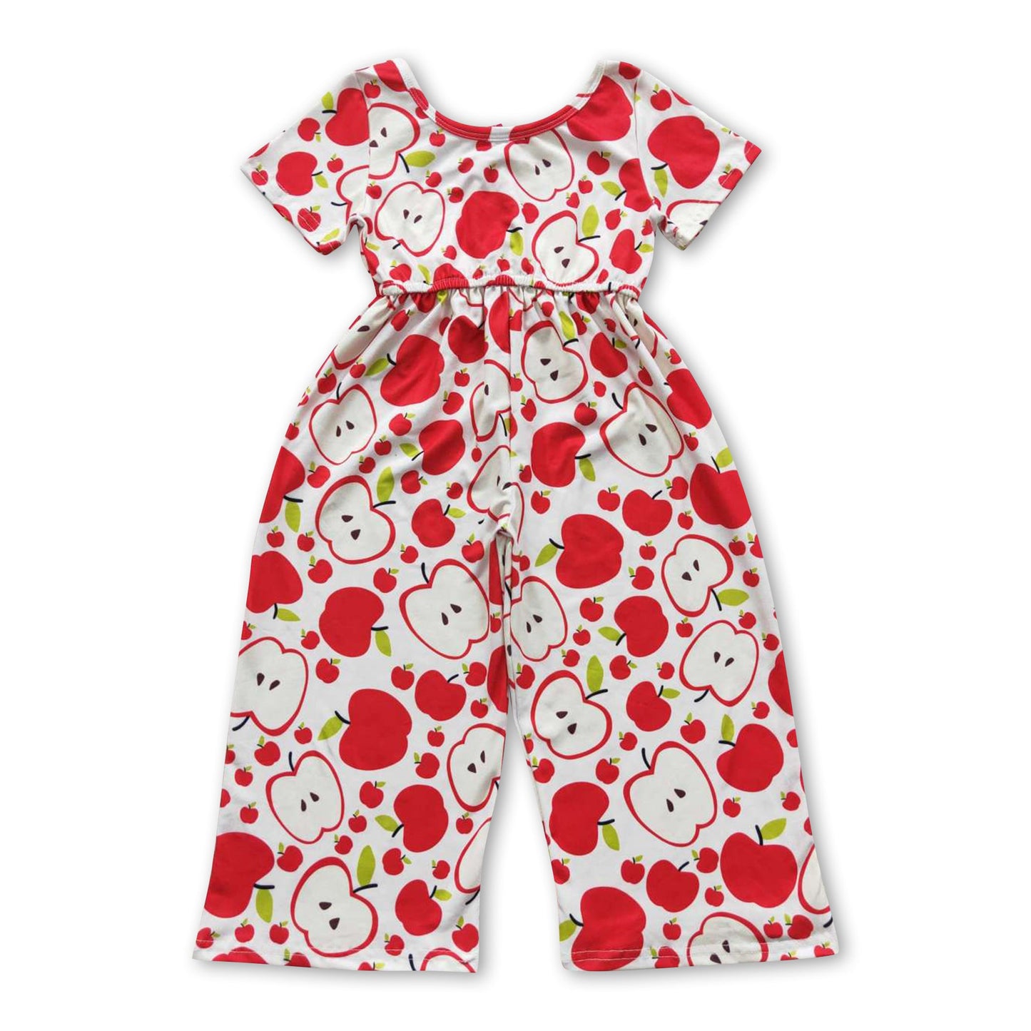 Short sleeves apple girls back to school jumpsuit