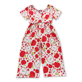 Short sleeves apple girls back to school jumpsuit